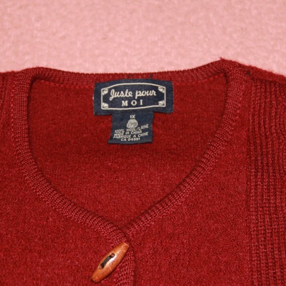 JUSTE POUR MOI red CARDIGAN in boiled wool - Picture 7 of 7